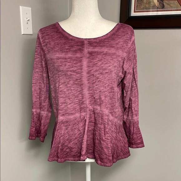 Akemi Kim Anthropologie Ruffle Boxy Flowy Feminine 3/4 length shirt Size Small - Picture 1 of 4